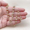 Oro Laminado Medium Rosary, Gold Filled Style Guadalupe and Crucifix Design, with White Cubic Zirconia, Polished, Golden Finish, 09.213.0070.24