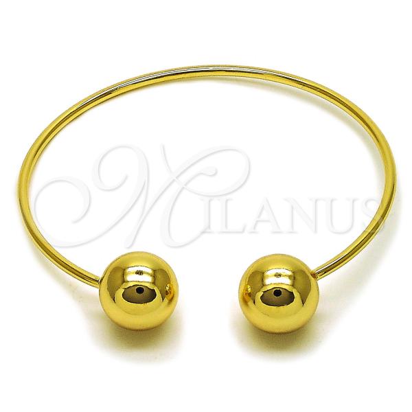 Oro Laminado Individual Bangle, Gold Filled Style Ball Design, Polished, Golden Finish, 07.213.0017