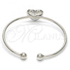 Rhodium Plated Individual Bangle, Heart Design, with Light Silk Swarovski Crystals, Polished, Rhodium Finish, 07.239.0013.6 (02 MM Thickness, One size fits all)