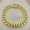 Oro Laminado Basic Bracelet, Gold Filled Style Chunky Design, with White Cubic Zirconia, Polished, Golden Finish, 03.278.0005.09