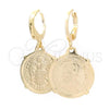 Oro Laminado Small Hoop, Gold Filled Style Coin Design, Polished, Golden Finish, 02.58.0043.10