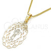 Oro Laminado Pendant Necklace, Gold Filled Style Divino Niño Design, Polished, Golden Finish, 04.106.0053.1.20