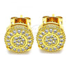 Oro Laminado Stud Earring, Gold Filled Style with White Micro Pave, Polished, Golden Finish, 02.342.0045