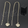 Oro Laminado Threader Earring, Gold Filled Style Heart Design, Golden Finish, 5.116.006