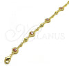 Oro Laminado Fancy Anklet, Gold Filled Style key and Heart Design, Red Enamel Finish, Golden Finish, 03.213.0145.1.10
