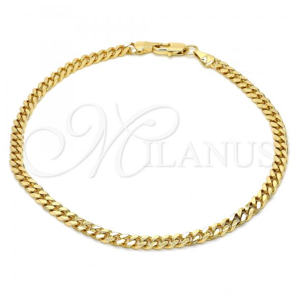 Oro Laminado Basic Anklet, Gold Filled Style Miami Cuban Design, Polished, Golden Finish, 04.63.1360.10