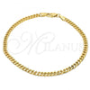 Oro Laminado Basic Anklet, Gold Filled Style Miami Cuban Design, Polished, Golden Finish, 04.63.1360.10