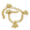 Oro Laminado Charm Bracelet, Gold Filled Style Elephant Design, Diamond Cutting Finish, Golden Finish, 03.63.1791.07
