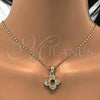 Oro Laminado Earring and Pendant Adult Set, Gold Filled Style Flower Design, with Coffee Crystal, Polished, Golden Finish, 10.160.0098