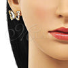 Oro Laminado Stud Earring, Gold Filled Style Butterfly Design, with Light Silk Crystal and White Micro Pave, Polished, Golden Finish, 02.341.0055.7
