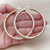 Oro Laminado Large Hoop, Gold Filled Style Hollow Design, Diamond Cutting Finish, Tricolor, 02.213.0309.1.70