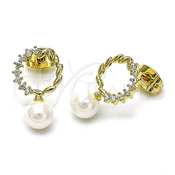 Gold Filled Ring — Stud Earring Ball Design with Ivory Mother of — main product view — SKU 156550 | Oro Laminado anillo — Stud Earring Ball diseño with Ivory Mother of — SKU 156550