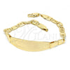 Oro Laminado ID Bracelet, Gold Filled Style Flower Design, Polished, Golden Finish, 03.63.1933.07