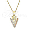 Oro Laminado Fancy Pendant, Gold Filled Style Diamond Cutting Finish, Tricolor, 5.182.041