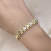 Oro Laminado Fancy Bracelet, Gold Filled Style Diamond Cutting Finish, Tricolor, 03.102.0069.07