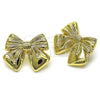 Oro Laminado Stud Earring, Gold Filled Style Bow Design, Polished, Golden Finish, 02.60.0158