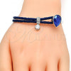 Rhodium Plated Individual Bangle, Teardrop Design, with Blue Zircon Swarovski Crystals and White Micro Pave, Polished, Rhodium Finish, 07.239.0002.10 (03 MM Thickness, One size fits all)