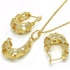 Oro Laminado Earring and Pendant Adult Set, Gold Filled Style Polished, Golden Finish, 10.163.0008