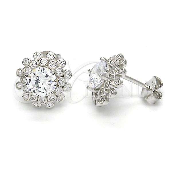 Sterling Silver Stud Earring, with White Cubic Zirconia, Polished,, 02.286.0019