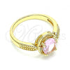 Oro Laminado Multi Stone Ring, Gold Filled Style with Pink Cubic Zirconia, Polished, Golden Finish, 01.284.0042.08