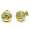 Oro Laminado Stud Earring, Gold Filled Style Diamond Cutting Finish, Golden Finish, 02.195.0349