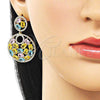 Oro Laminado Stud Earring, Gold Filled Style with Multicolor Cubic Zirconia and White Micro Pave, Polished, Golden Finish, 02.436.0009