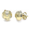 Oro Laminado Stud Earring, Gold Filled Style Diamond Cutting Finish, Golden Finish, 02.100.0120.1