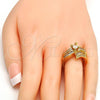 Gold Tone Multi Stone Ring, with White Cubic Zirconia, Polished, Golden Finish, 01.199.0006.09.GT (Size 9)