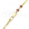 Oro Laminado Fancy Bracelet, Gold Filled Style Evil Eye Design, Red Resin Finish, Golden Finish, 03.63.2140.06