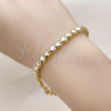 Oro Laminado Tennis Bracelet, Gold Filled Style Heart Design, with White Cubic Zirconia, Polished, Golden Finish, 03.213.0323.07