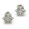 Sterling Silver Stud Earring, with White Cubic Zirconia, Polished, Rhodium Finish, 02.175.0110