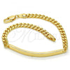 Oro Laminado ID Bracelet, Gold Filled Style Miami Cuban Design, Polished, Golden Finish, 5.227.012.1.08