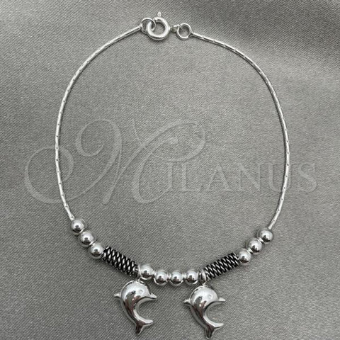 Sterling Silver Charm Bracelet, Dolphin Design, Polished, Silver Finish, 03.409.0003.07