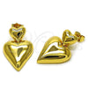 Oro Laminado Stud Earring, Gold Filled Style Heart Design, Polished, Golden Finish, 02.282.0019