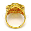 Oro Laminado Multi Stone Ring, Gold Filled Style with White Crystal, Polished, Golden Finish, 01.118.0025.08 (Size 8)