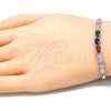 Sterling Silver Fancy Bracelet, with Multicolor Cubic Zirconia, Polished, Rhodium Finish, 03.286.0011.4.07