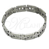 Stainless Steel Solid Bracelet, Cross Design, Polished, Steel Finish, 03.114.0229.4.09