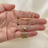 Oro Laminado Necklace and Bracelet, Gold Filled Style Cross Design, Polished, Golden Finish, 06.63.0259