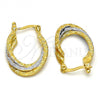 Oro Laminado Small Hoop, Gold Filled Style Diamond Cutting Finish, Two Tone, 02.170.0089.15