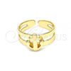 Oro Laminado Toe Ring, Gold Filled Style Anchor Design, Polished, Golden Finish, 01.233.0022 (One size fits all)