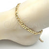 Oro Laminado Basic Anklet, Gold Filled Style Figaro Design, Polished, Golden Finish, 5.222.013.10