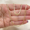 Oro Laminado Basic Necklace, Gold Filled Style Curb Design, Polished, Golden Finish, 5.222.007.24