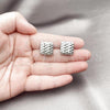 Rhodium Plated Stud Earring, Chunky Design, Polished, Rhodium Finish, 02.195.0310.1