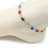 Oro Laminado Fancy Anklet, Gold Filled Style with Multicolor Crystal, Polished, Golden Finish, 03.326.0026.10