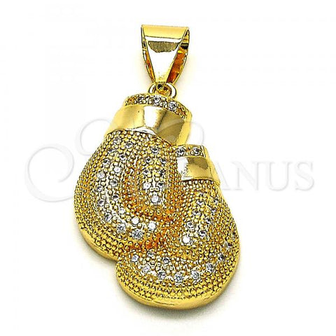 Oro Laminado Fancy Pendant, Gold Filled Style with White Micro Pave, Polished, Golden Finish, 05.342.0083