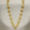 Oro Laminado Basic Necklace, Gold Filled Style Puff Mariner Design, Polished, Golden Finish, 04.63.1311.24