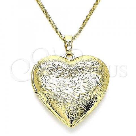 Oro Laminado Pendant Necklace, Gold Filled Style Heart Design, Polished, Golden Finish, 04.117.0031.18