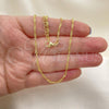 Oro Laminado Basic Necklace, Gold Filled Style Singapore Design, Polished, Golden Finish, 5.223.028.16