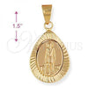 Oro Laminado Religious Pendant, Gold Filled Style San Lazaro Design, Diamond Cutting Finish, Golden Finish, 5.199.012