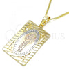 Oro Laminado Pendant Necklace, Gold Filled Style Divino Niño Design, Polished, Tricolor, 04.106.0056.20